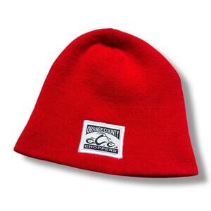 VTG Orange County Choppers Beanie Tight Knit Red Made In USA Biker Y2K Toque